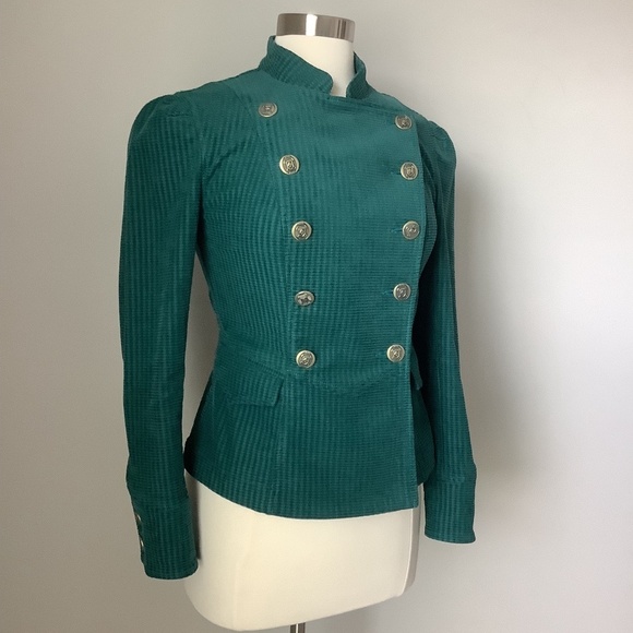 CAbi Military Double Breasted Jacket Legion Green Teal Style #3913 XS - Picture 13 of 15
